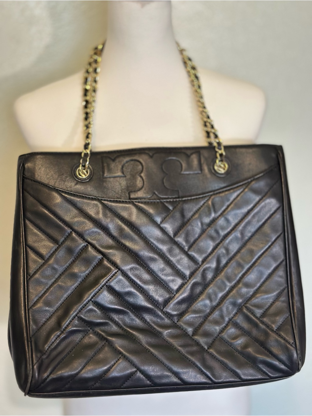 Tory Burch Black Quilted Leather Chain-Handle Shoulder Bag